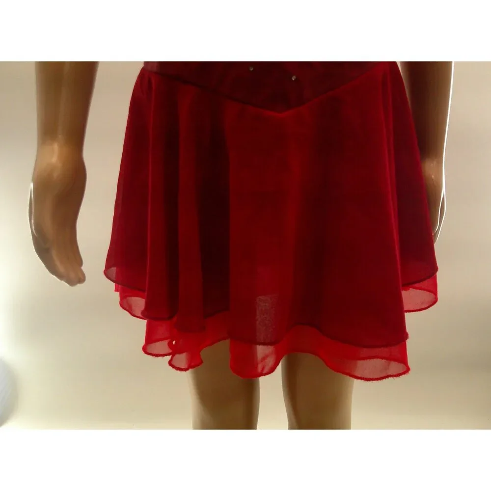 Pre-Owned Dance Costume Medium Child Red ieffiel Lyrical Ballet Ice Skating Rhi